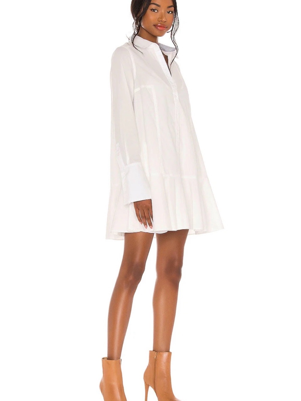 Free People White Tiered Shirt Dress